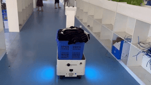 AMR robots helping garment factory production lines